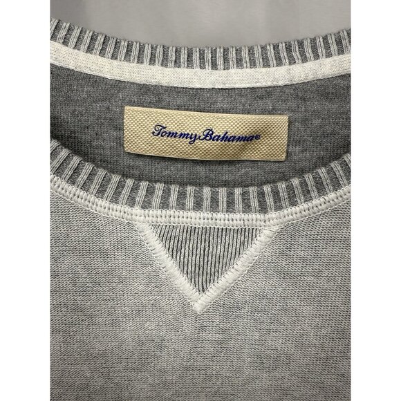 Tommy Bahama XL Gray Cotton Pullover Sweater Long Sleeve Marlin Logo - Picture 3 of 6